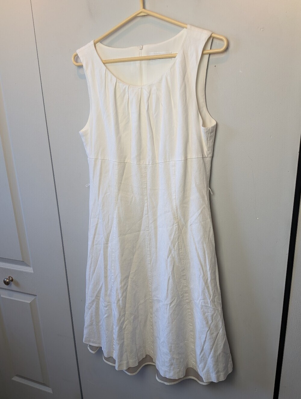 IRIS SETLAKWE White Mini Dress Women Size 10 Back Zipper Made In Canada Linen